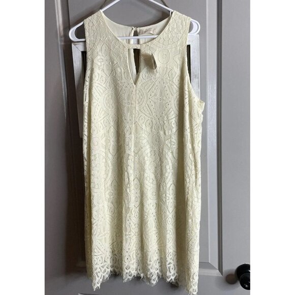 NWT Altar’d State Size M Cream Lace Dress Sleeveless Short Shift Fully Lined - Picture 9 of 10
